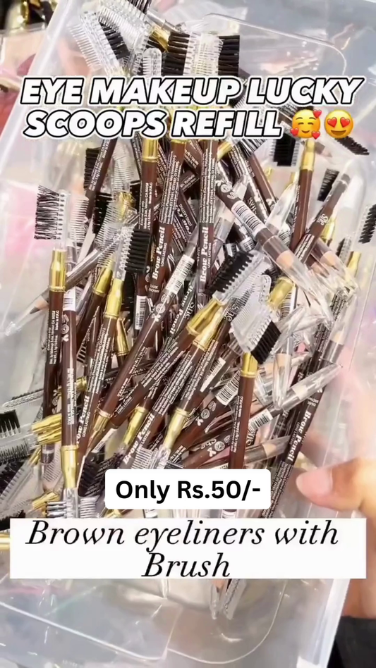 Affordable Eye and Face Makeup Collection Featuring Brown Eyeliner Pencils with Brush, Sweets-Themed Blush Compacts, and Luxurious Gold Liquid Eyeliners for Effortless Beauty and Daily Glam Looks