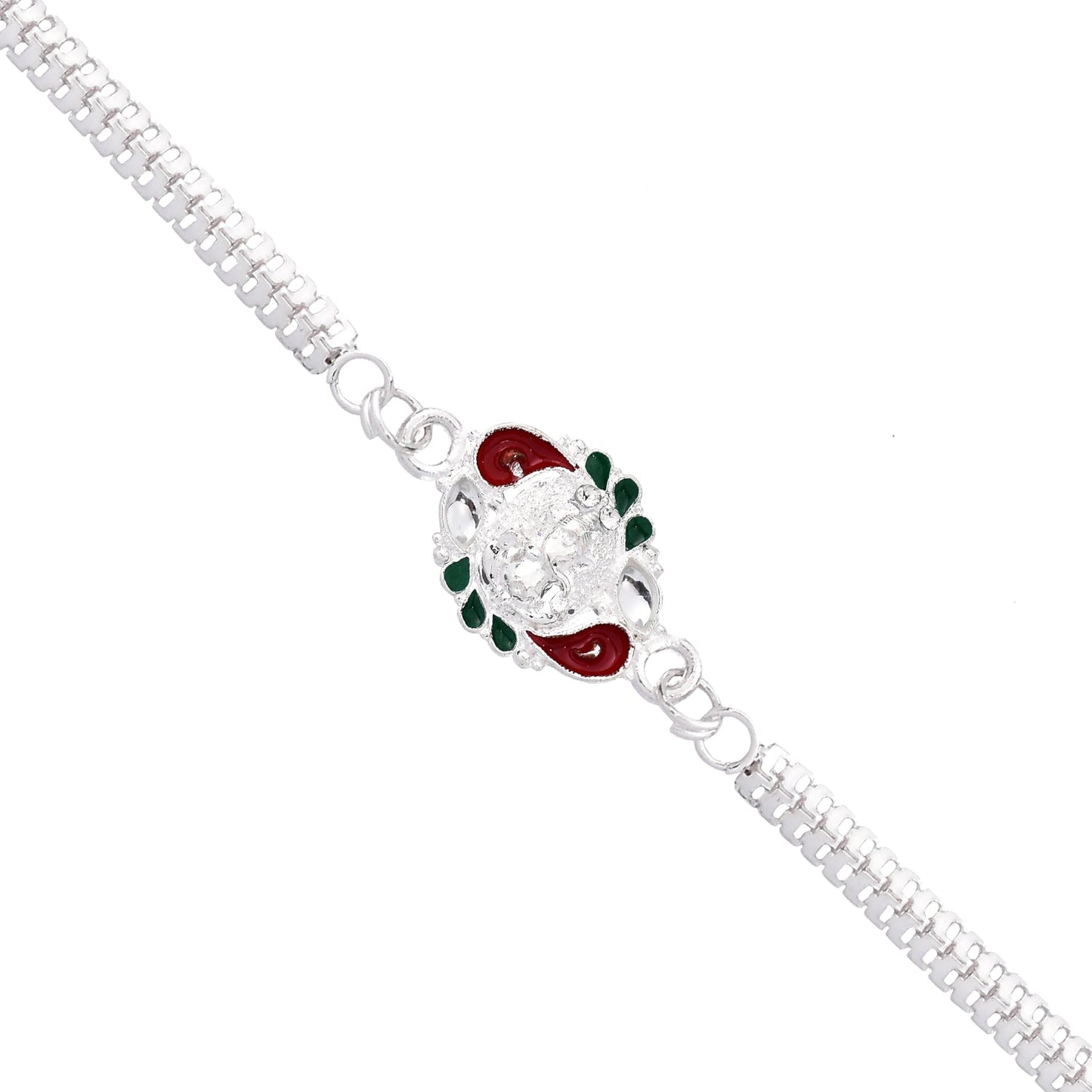 Lord Ganesha Rakhi with Silver Finish – Traditional Rakhi for Brother