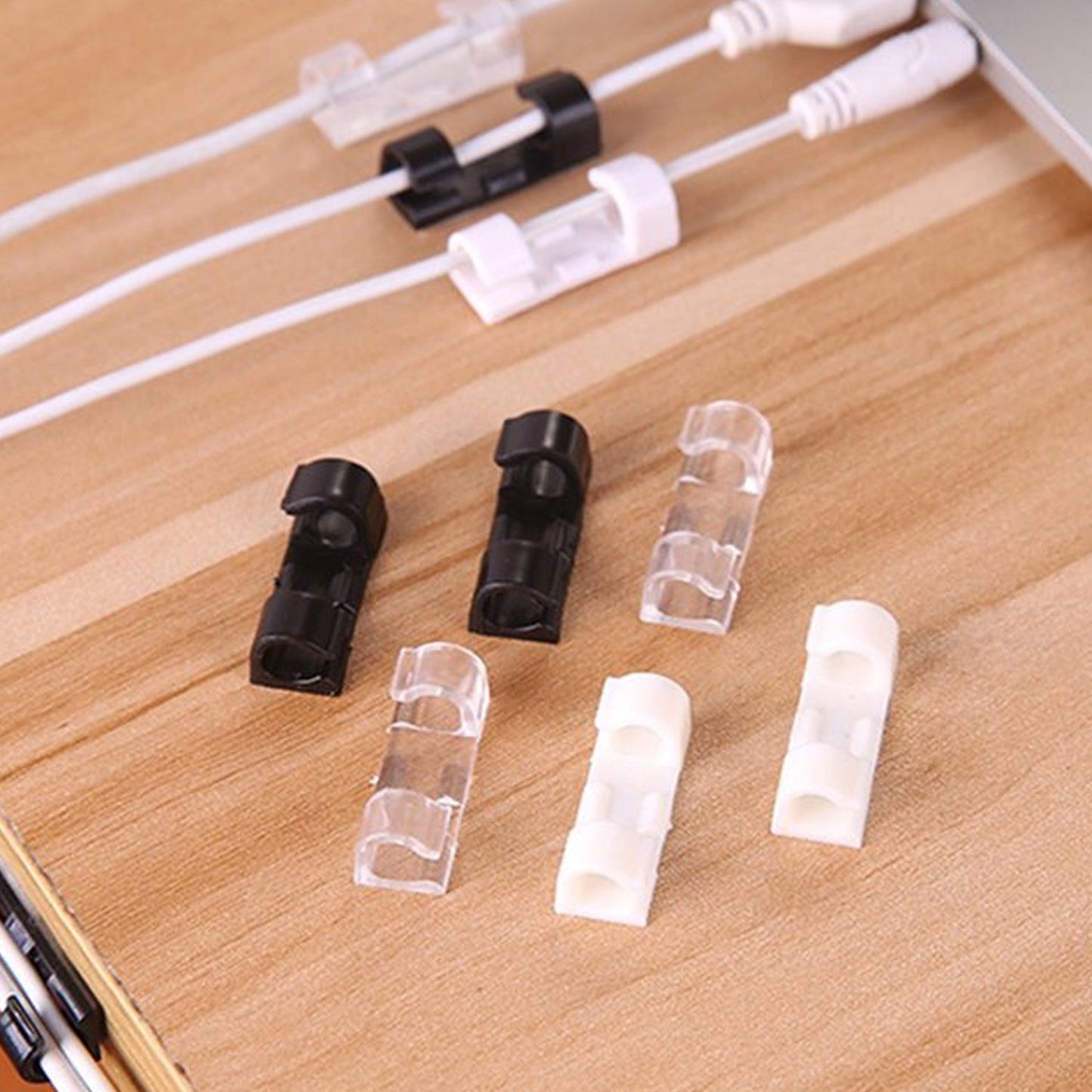 Plastic Cable Clips – Strong Adhesive Wire Organizer for Home, Office & Car (20 Pcs)