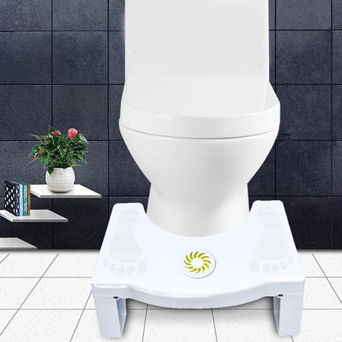 Plastic Non-Slip Folding Toilet Squat Stool - White Color
