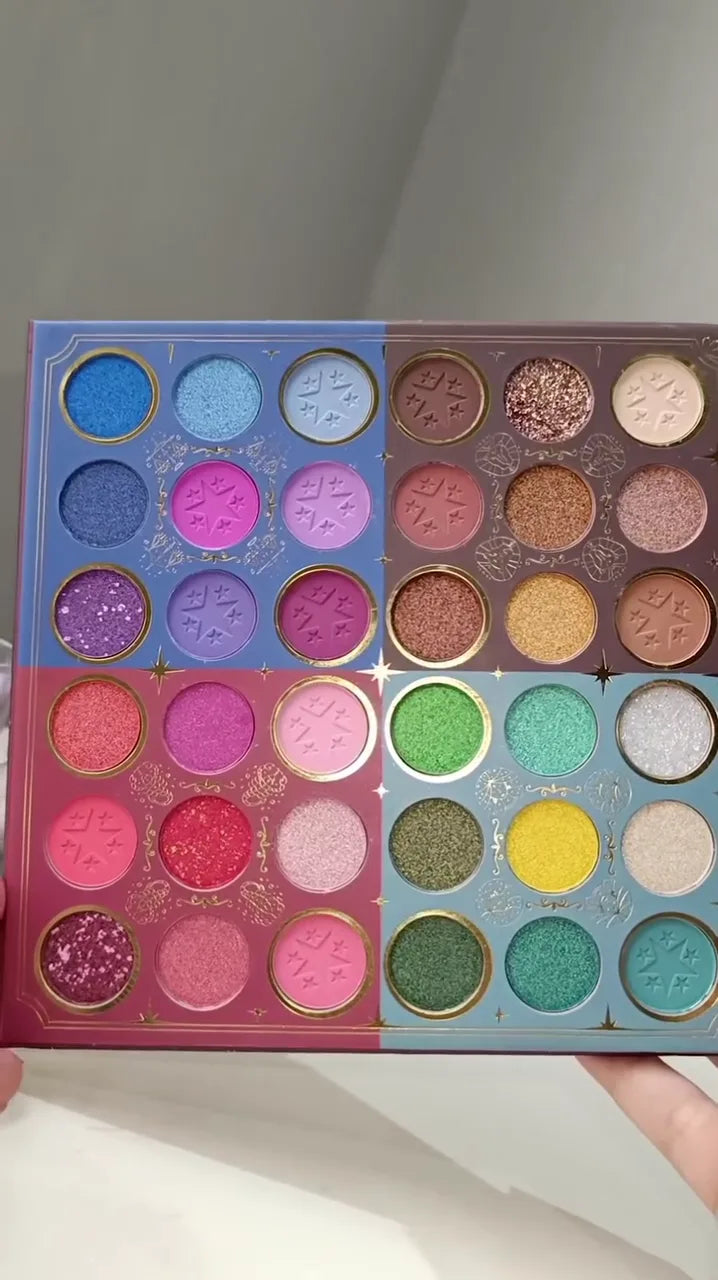 Four Kingdoms of Color Eyeshadow Palette: Multi-Section Collection featuring 48 Ultra-Pigmented Matte, Glitter, and Shimmer Shades in Bright, Neutral, and Bold Tones
