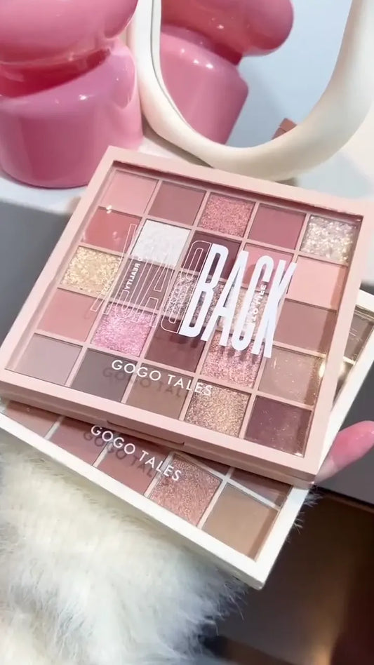 Pink-Toned 25-Shade Eyeshadow Palette: Essential Collection of Soft Mattes, Vibrant Shimmers, and Chunky Glitter Finishes for Romantic Glam Looks