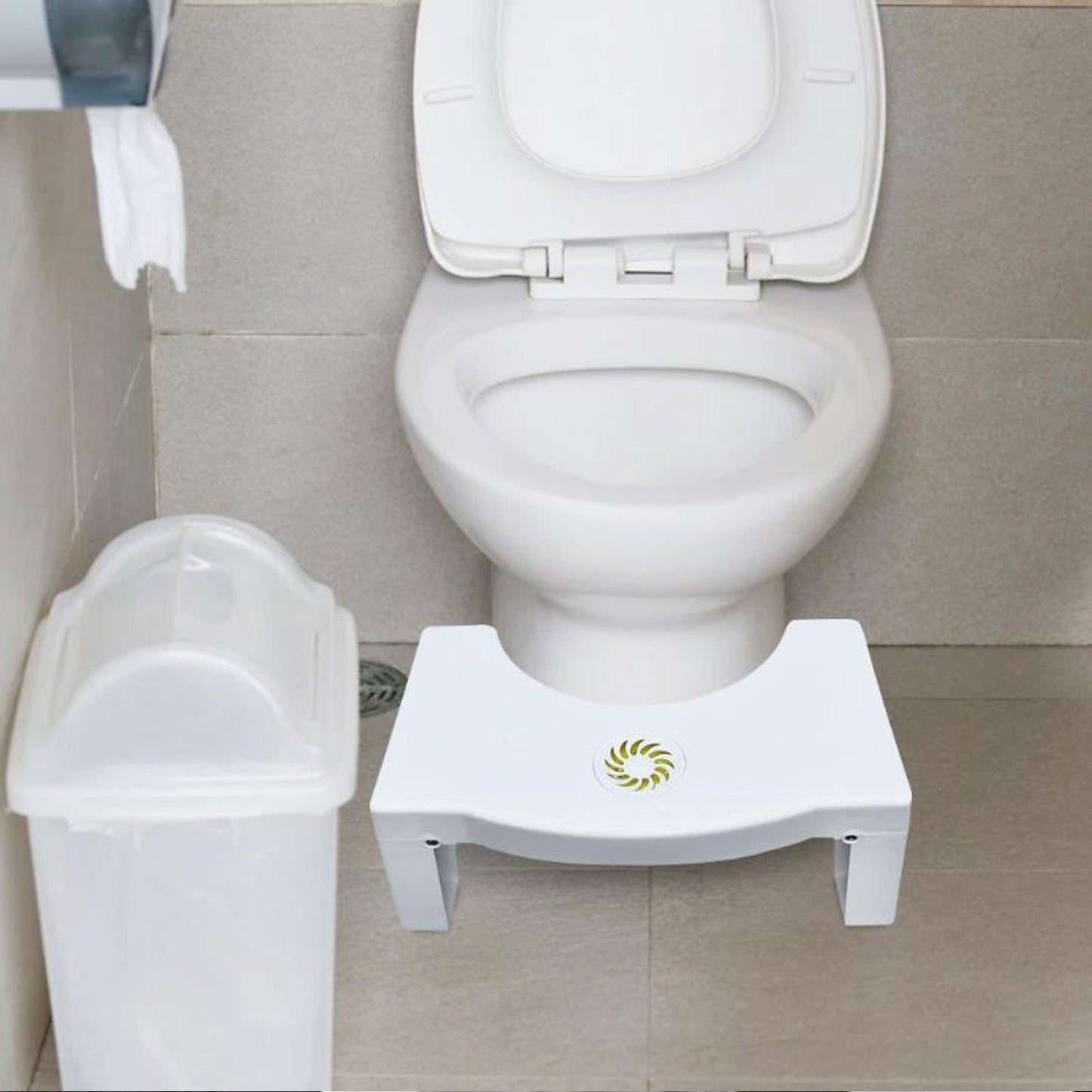 Plastic Non-Slip Folding Toilet Squat Stool - White Color