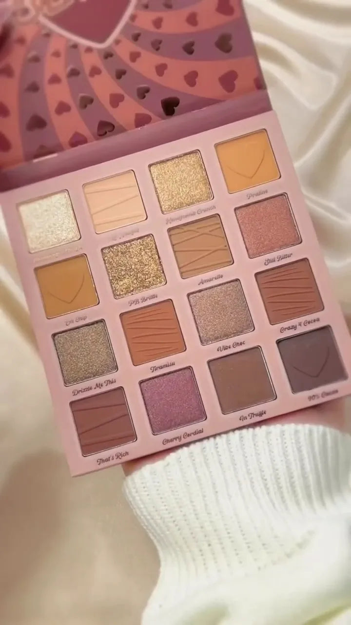 Sweet Heart Dessert Shop 16-Pan Eyeshadow Palette: Highly Pigmented Mattes and Intense Shimmers in Chocolate, Berry, and Warm Neutral Tones