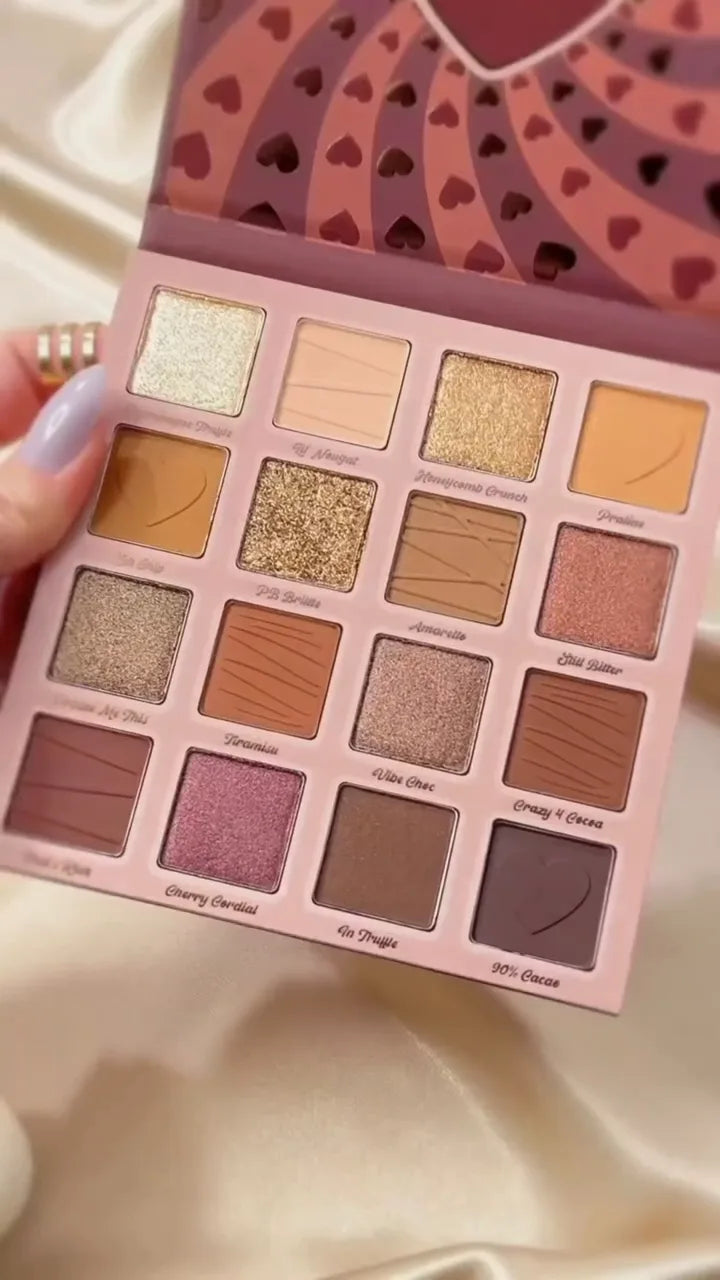 Sweet Heart Dessert Shop 16-Pan Eyeshadow Palette: Highly Pigmented Mattes and Intense Shimmers in Chocolate, Berry, and Warm Neutral Tones