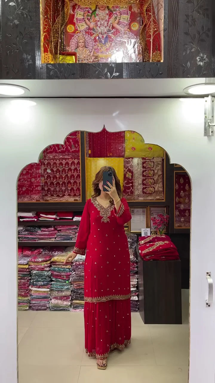 Red Kurti Pair for Women – Stylish Kurti with Matching Bottom – Perfect for Casual Wear, Office, Festive & Daily Occasions