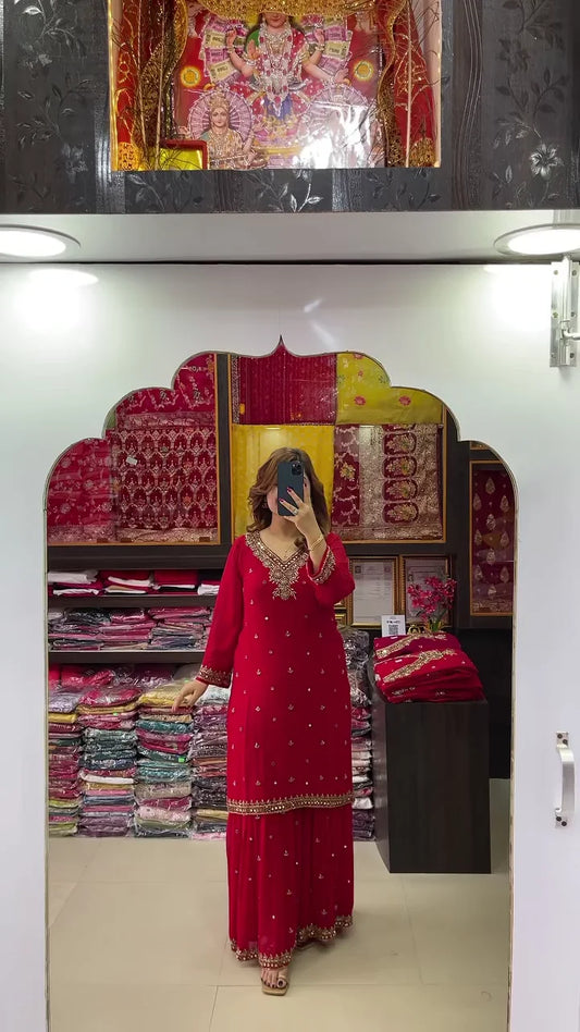 Red Kurti Pair for Women – Stylish Kurti with Matching Bottom – Perfect for Casual Wear, Office, Festive & Daily Occasions