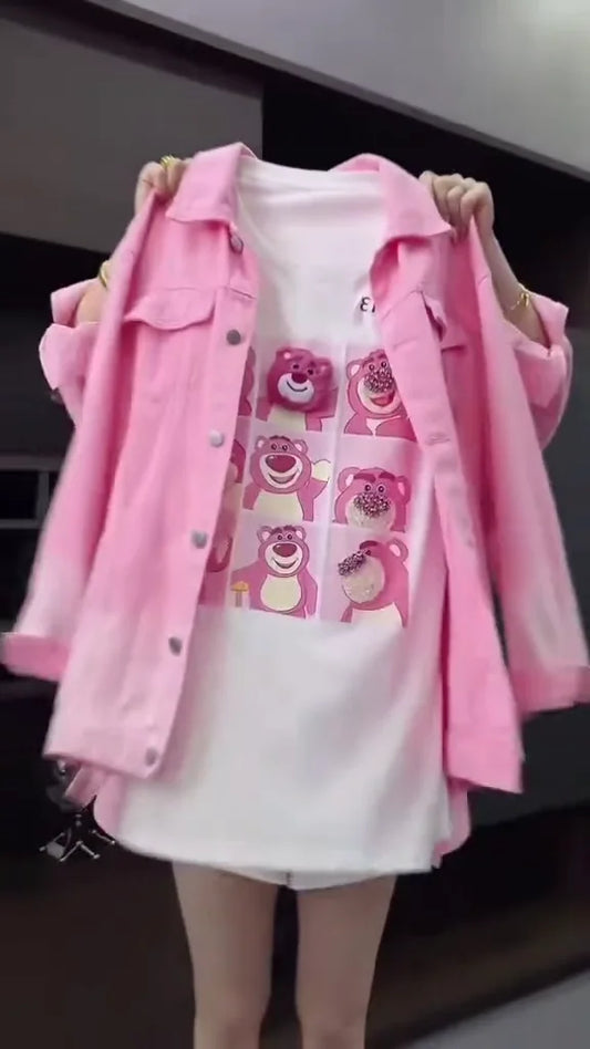 Chic Women's Pastel Yellow Cropped Sweatshirt: Oversized Balloon Sleeve Pullover Featuring All-Over Delicate Pink Embroidered Bowknot Design