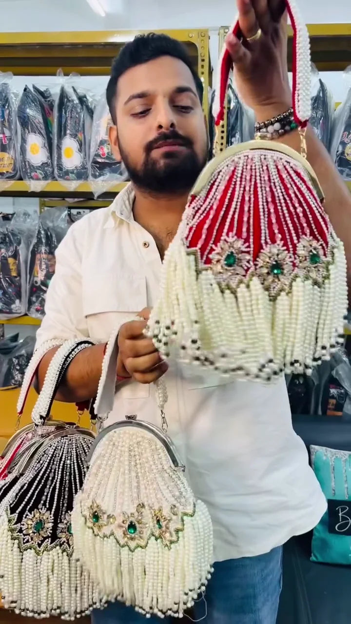 Elegant Moti Purse for Women – Handcrafted Beaded Clutch Bag with Stylish Design, Perfect for Weddings, Parties, Festivals & Ethnic Outfits