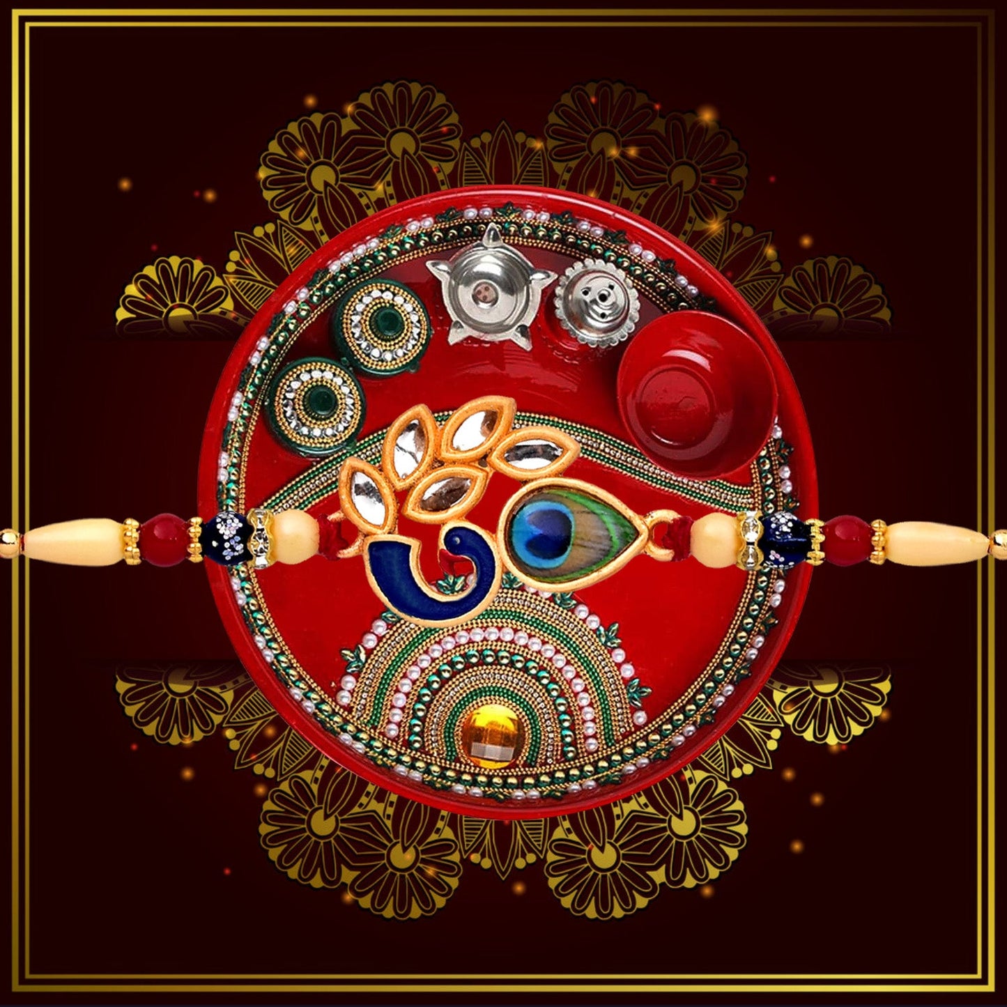 Traditional Peacock Design Rakhi