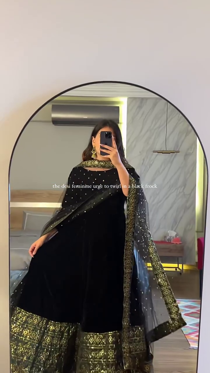 Black Anarkali Kurta for Women | Flared Traditional Ethnic Dress | Party, Wedding & Festive Wear Outfit