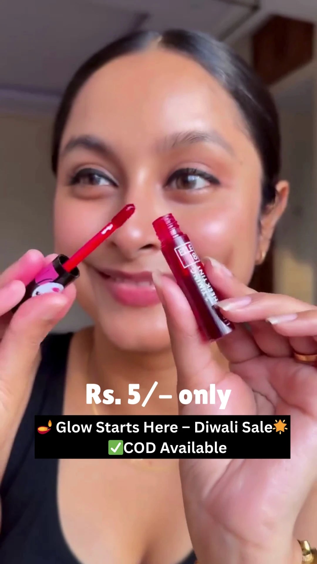 Mini Liquid Lip Tint – Long-Lasting Bold Red Shade, Travel-Friendly