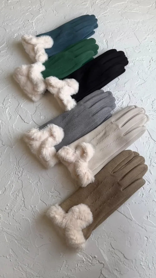 Women’s Winter Warm Touchscreen Gloves with Plush Faux Fur Cuff – Soft, Insulated & Stylish Cold Weather Handwear