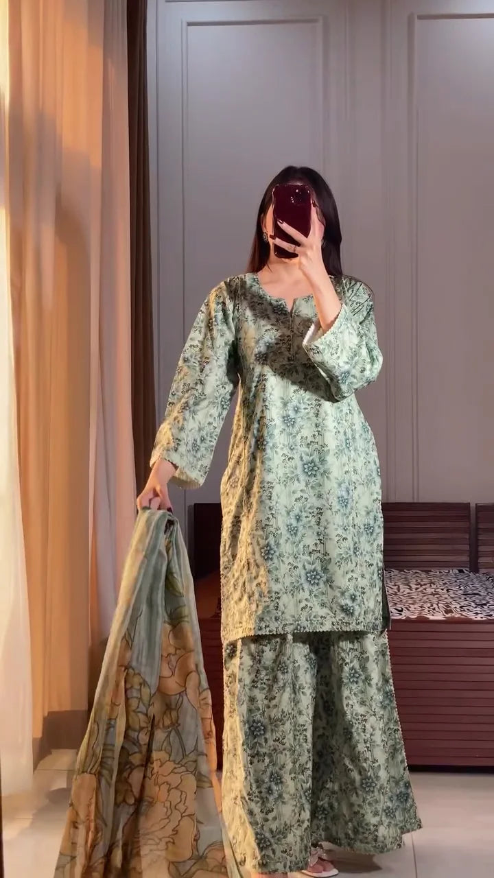 Green Kurti Pair for Women | Stylish Kurti with Matching Bottom | Soft Comfortable Fabric | Perfect for Festive Wear, Office Wear & Casual Ethnic Outfits | Ready-to-Wear Traditional Set