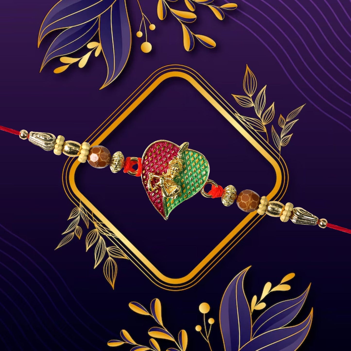 Krishna Playing Basoori Design Rakhi