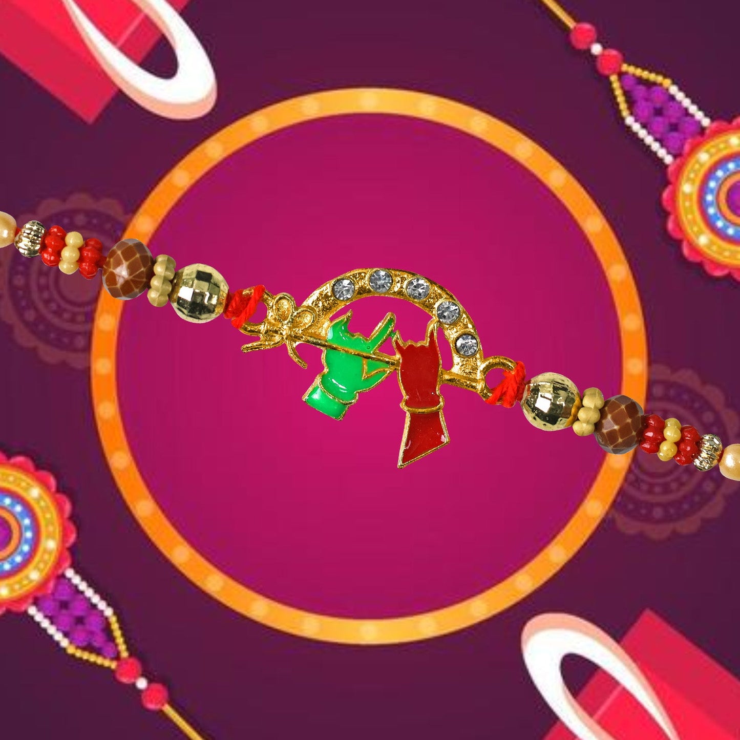 Krishna Basoori Design Rakhi