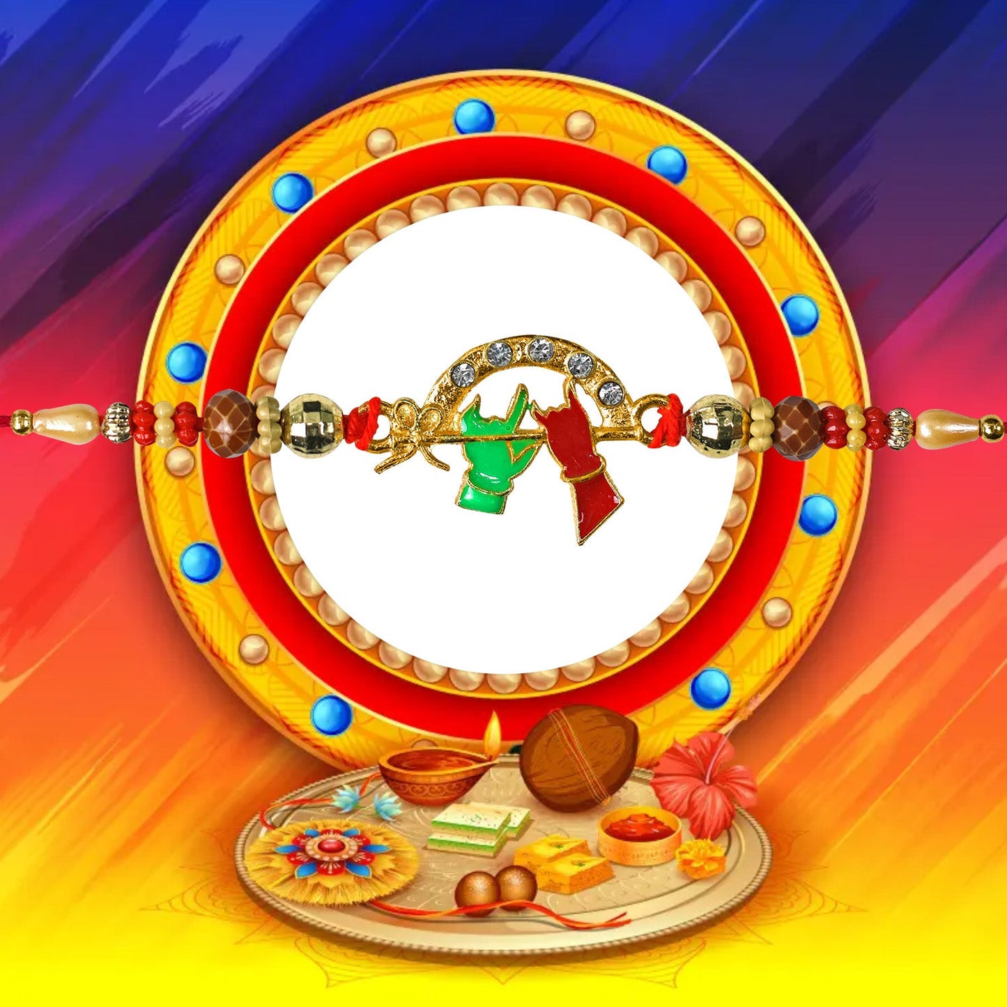 Krishna Basoori Design Rakhi