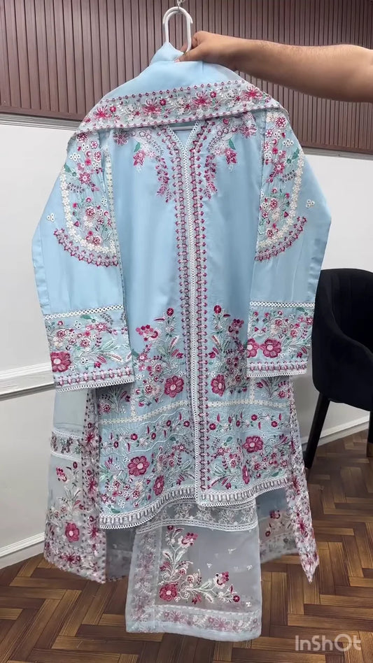 Sky Blue Kurti Pair for Women | Stylish Kurti with Matching Bottom | Soft Comfortable Fabric | Perfect for Festive Wear, Office Wear & Casual Ethnic Outfits | Ready-to-Wear Traditional Set