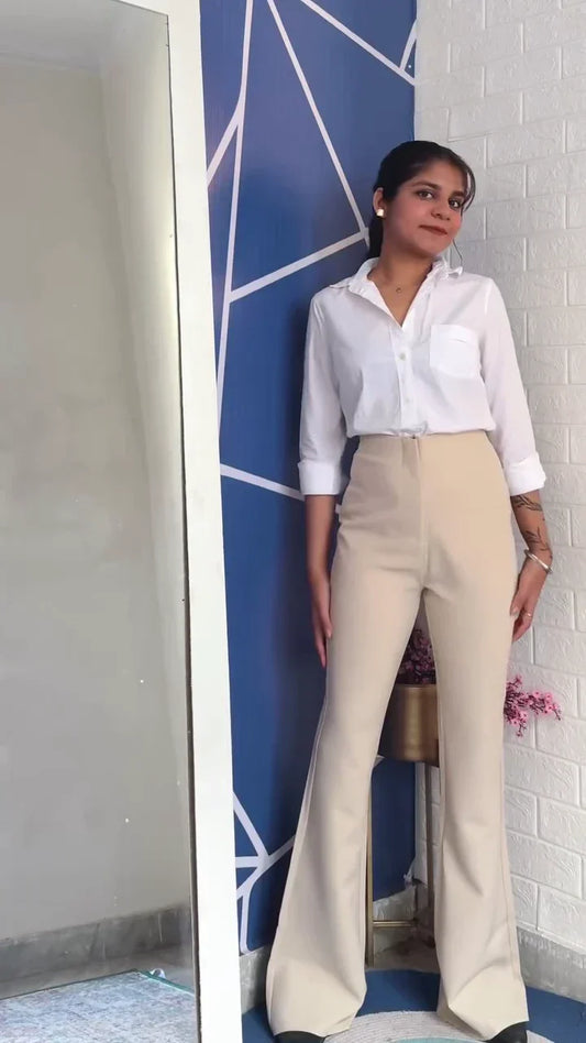 Women's High-Waisted Bell Bottom Flared Pants - Elegant Stretch Trousers for a Retro Chic Look in multi color