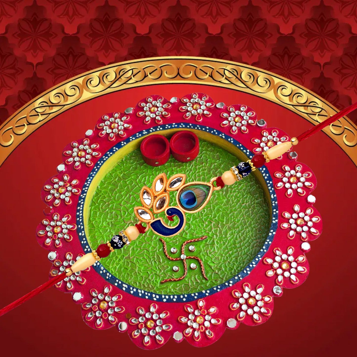 Traditional Peacock Design Rakhi