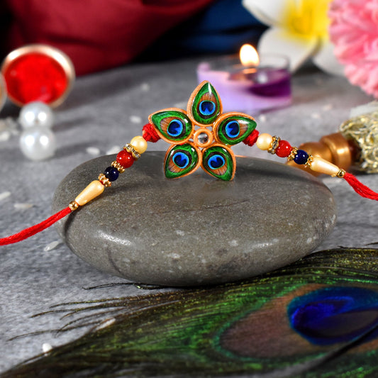 Designer Mor Pankh Rakhi In Star Shape