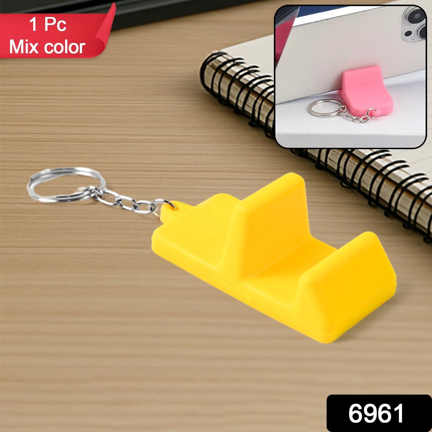 Plastic 2-in-1 Mobile Stand Keychain (1 Pc)