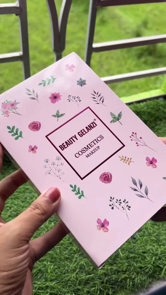 Premium Floral-Themed All-in-One Professional Cosmetics Makeup Kit with Decorative Pink Botanical Patterned Gift Packaging