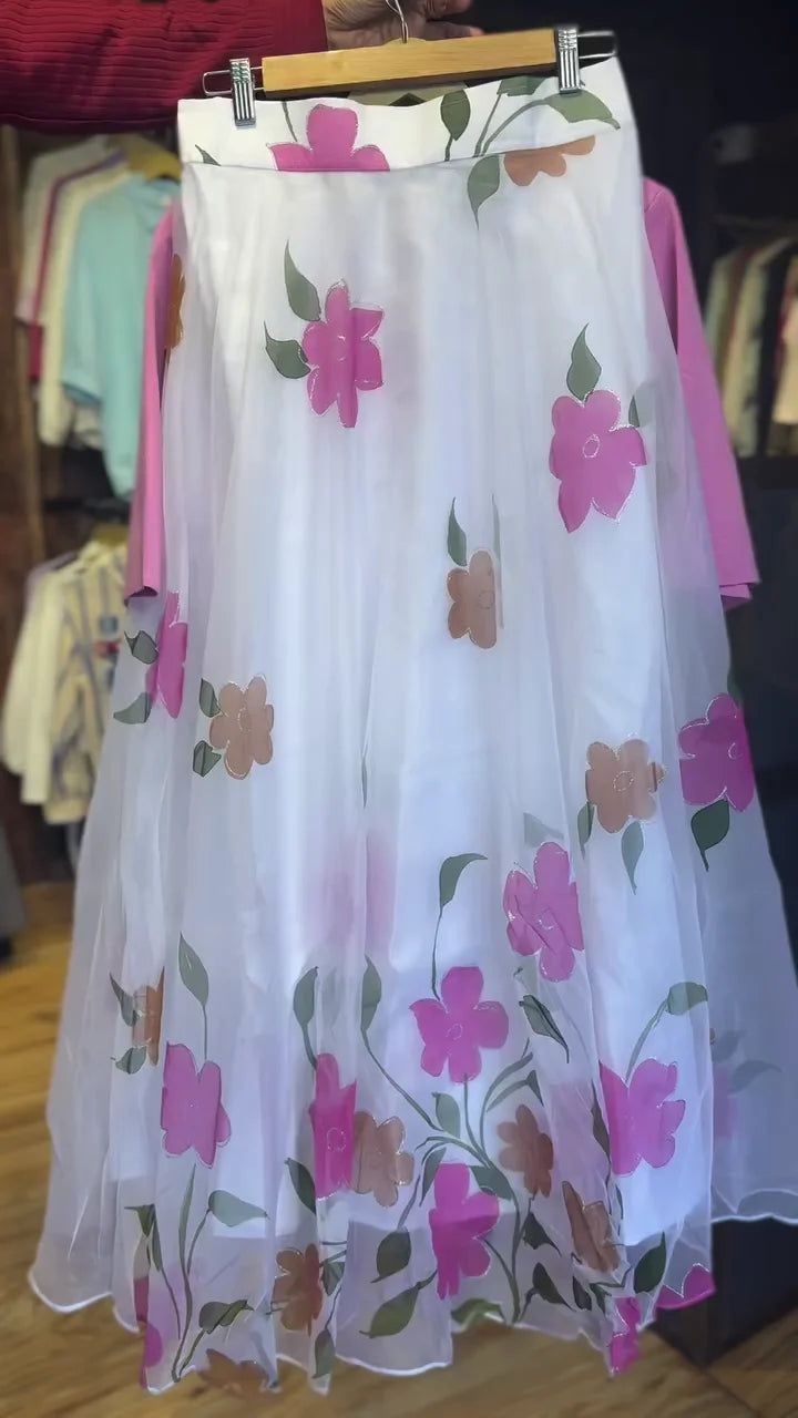 Pink and White Floral Sheer Skirt and Top Sets, and Adorable Tiered Children's Summer Dresses with Tulip and Duckling Appliqués