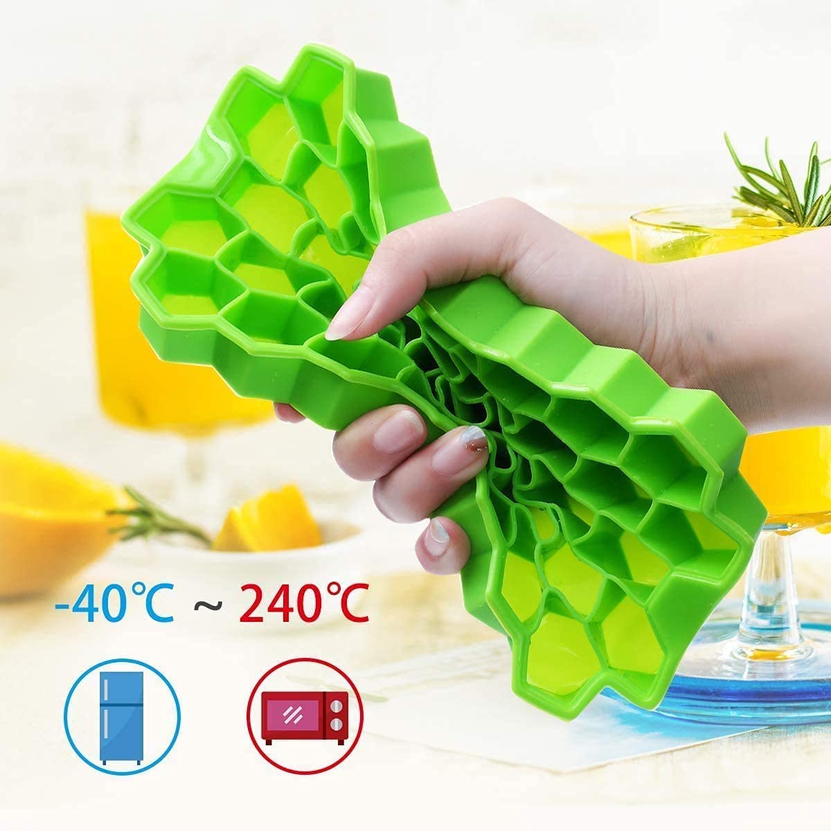 Flexible Silicone Ice Cube Tray, 37 Small Cubes , Fridge Use