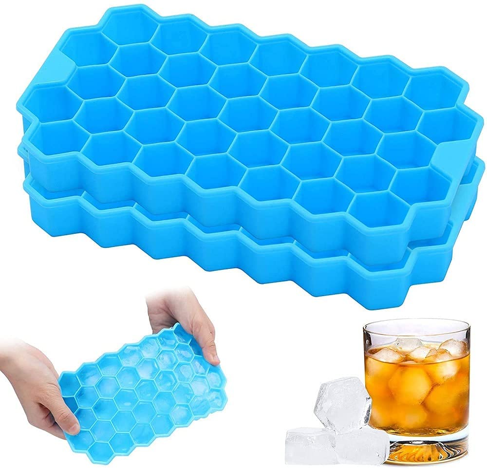 Flexible Silicone Ice Cube Tray, 37 Small Cubes , Fridge Use