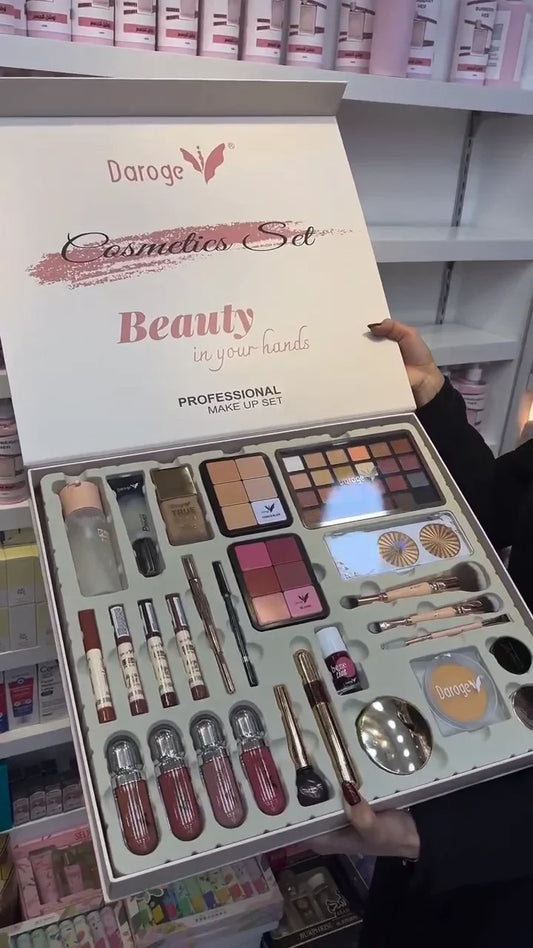 Cosmetic Set Featuring Bold Lipsticks, Stunning Eye Shadows, and Precise Application Tools for a Picture-Perfect Look