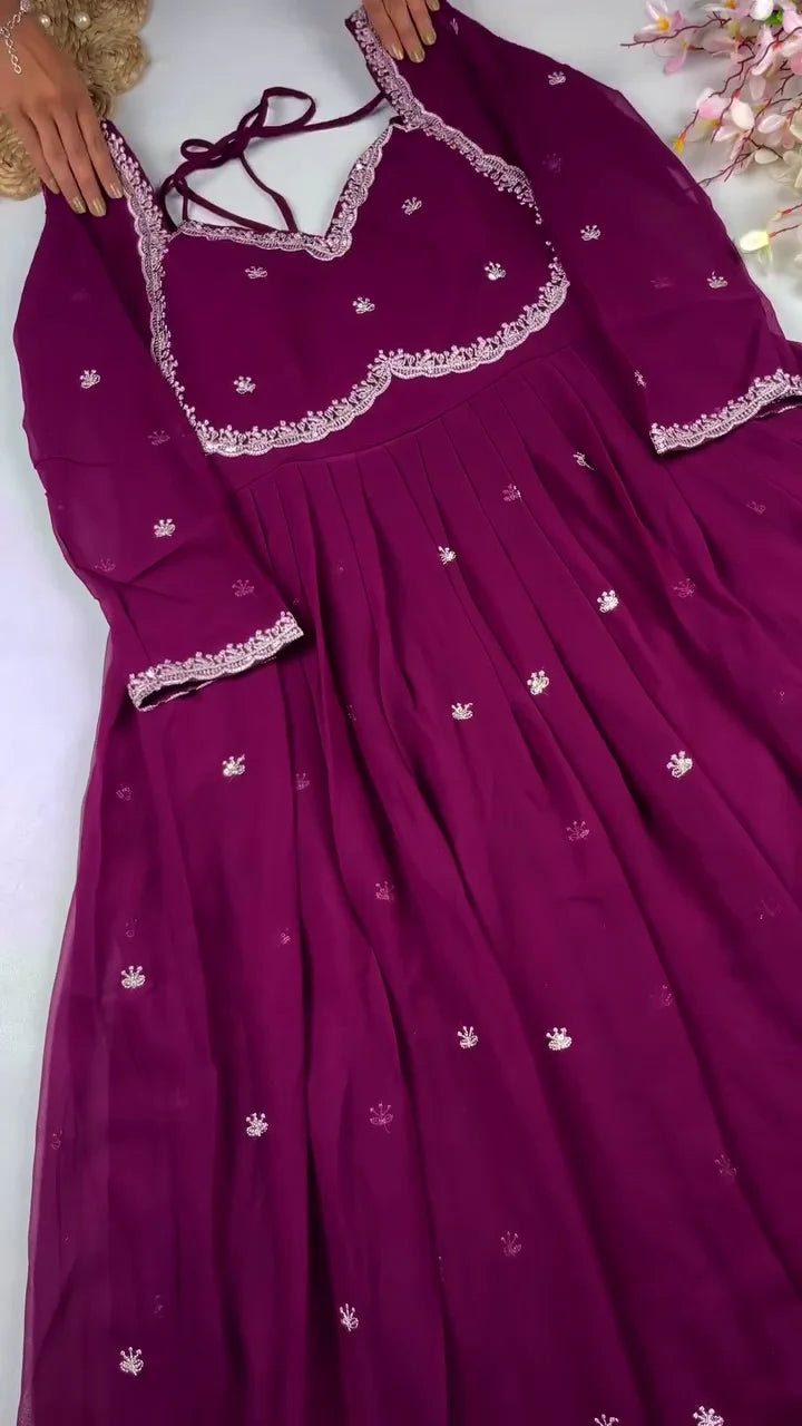 Lavender Anarkali: A Soothing Blend of Elegant Flare, Soft Hues, and Graceful Ethnic Charm