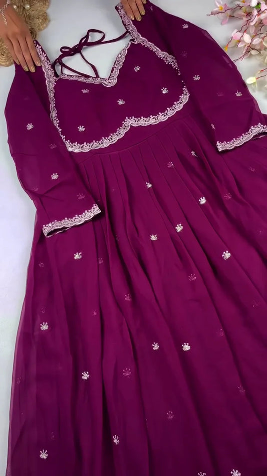 Lavender Anarkali: A Soothing Blend of Elegant Flare, Soft Hues, and Graceful Ethnic Charm