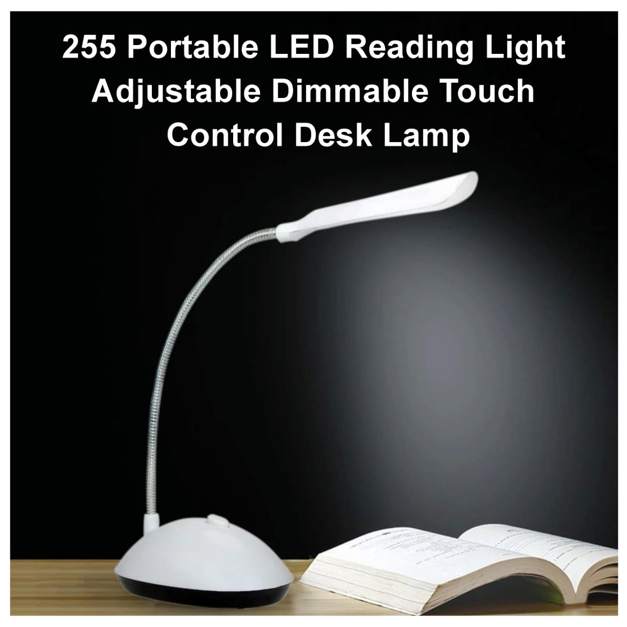 Portable LED Reading Light Adjustable Dimmable Touch Control Desk Lamp