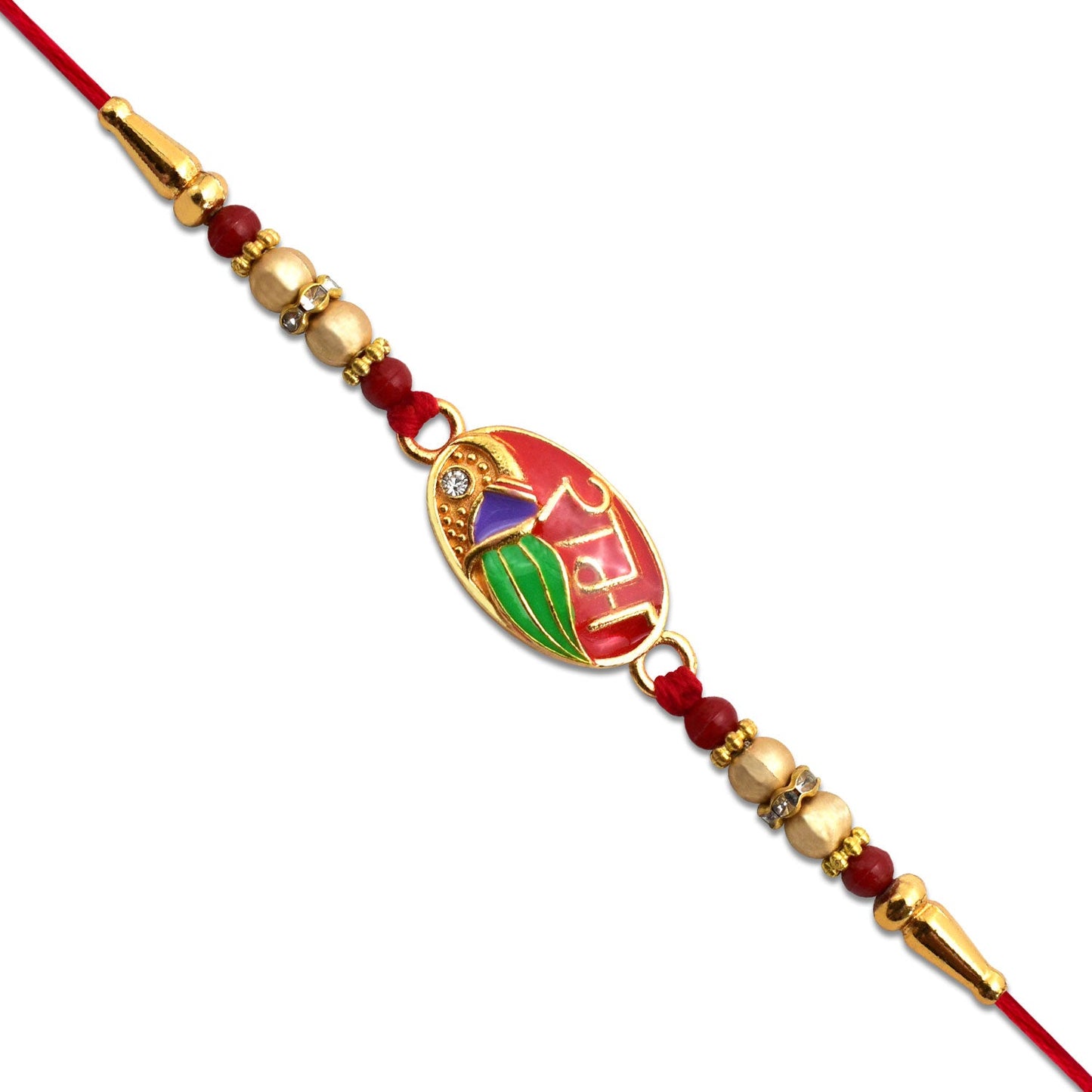 Ram Name Rakhi with Leaf Motif & Enamel Design
