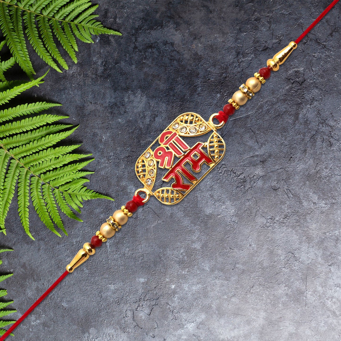 Shree Ram Rakhi with Golden Frame & Stone Detailing