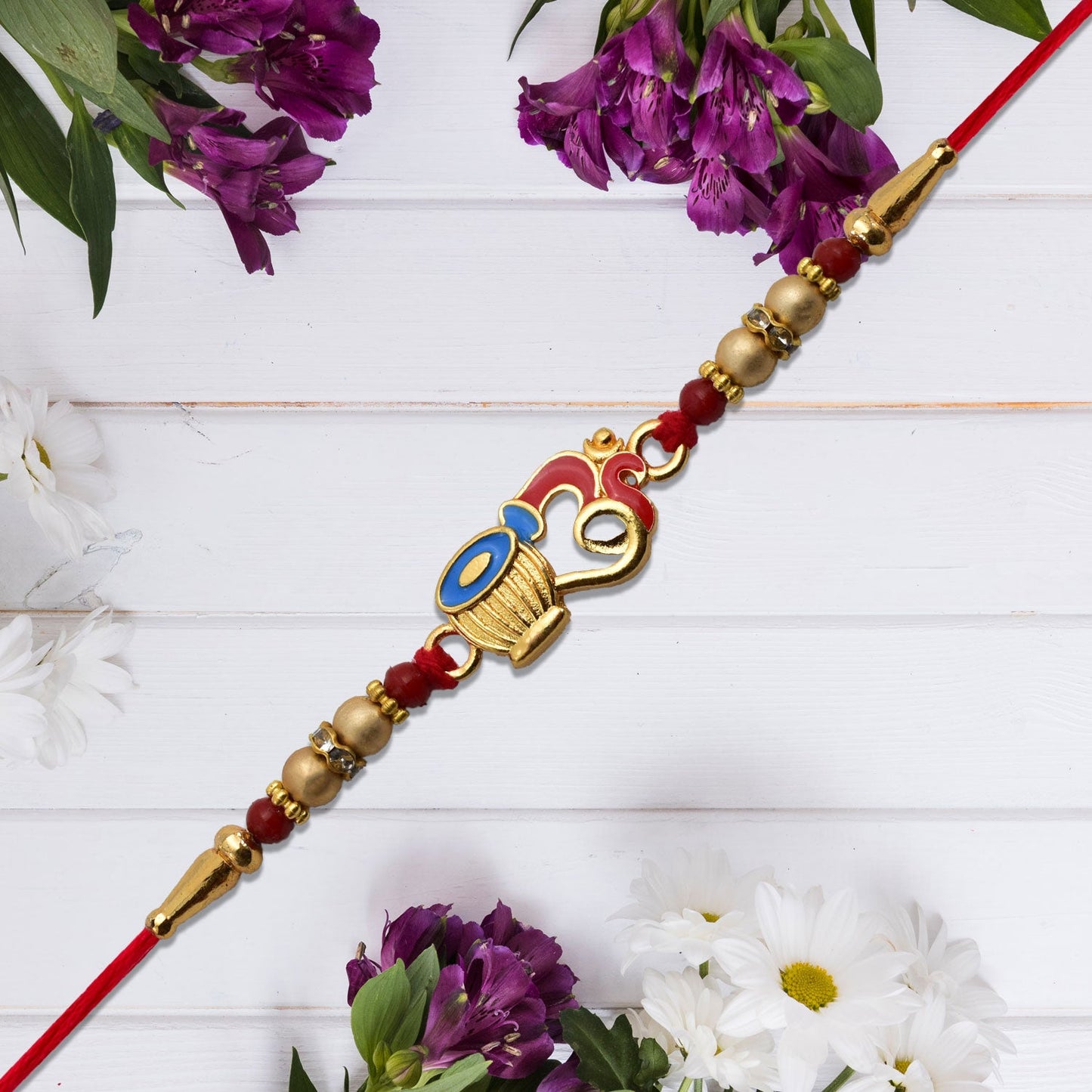 Matki Design Rakhi with Enamel Work & Beads