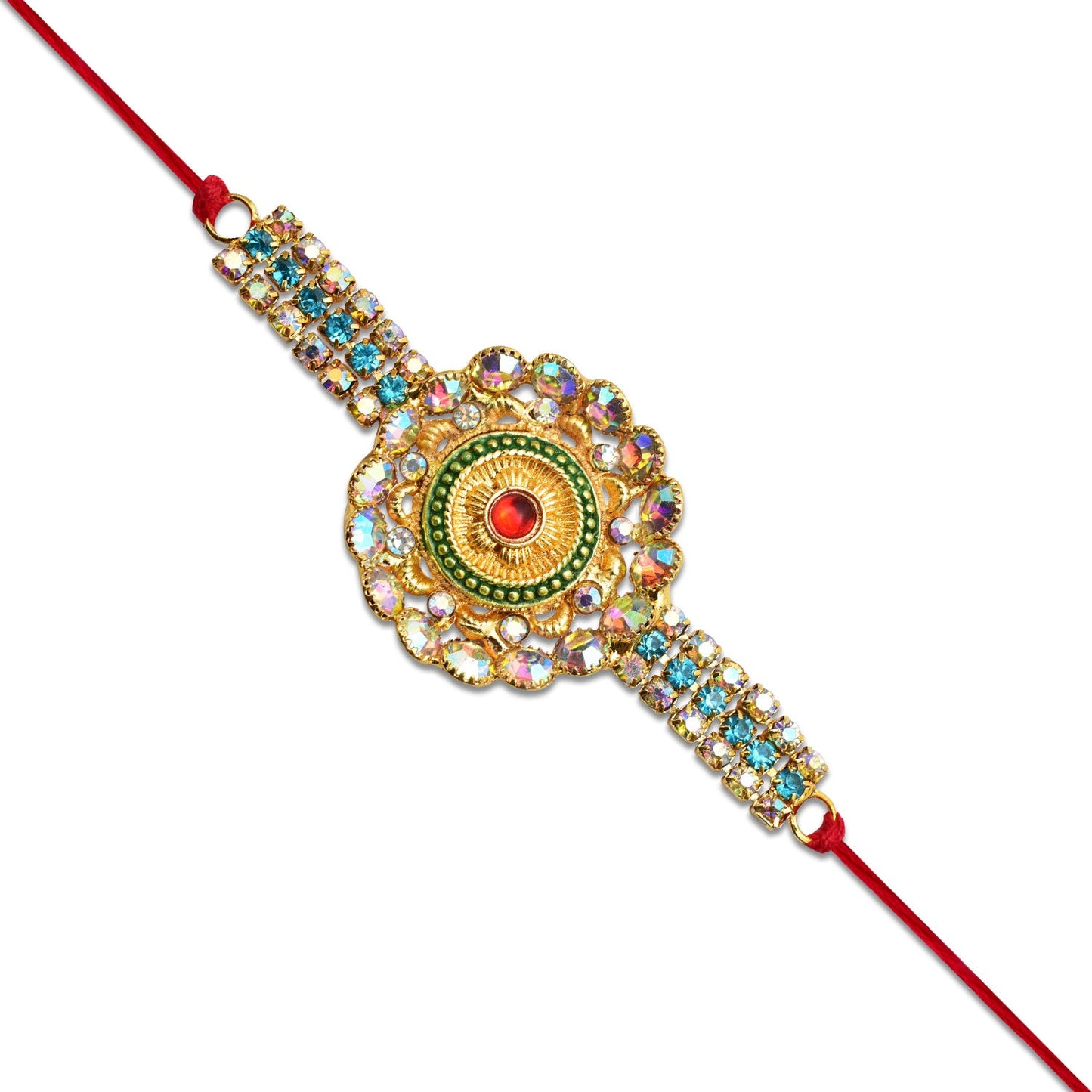 Grand Kundan Rakhi with Multicolor Stones
