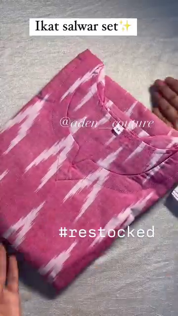 Pink Ikat Salwar Set – Women’s Traditional Ethnic Wear · Soft Cotton with Handloom Inspired Ikat Print · Comfortable and Breathable Fabric