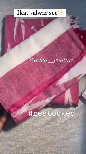 Pink Ikat Salwar Set – Women’s Traditional Ethnic Wear · Soft Cotton with Handloom Inspired Ikat Print · Comfortable and Breathable Fabric