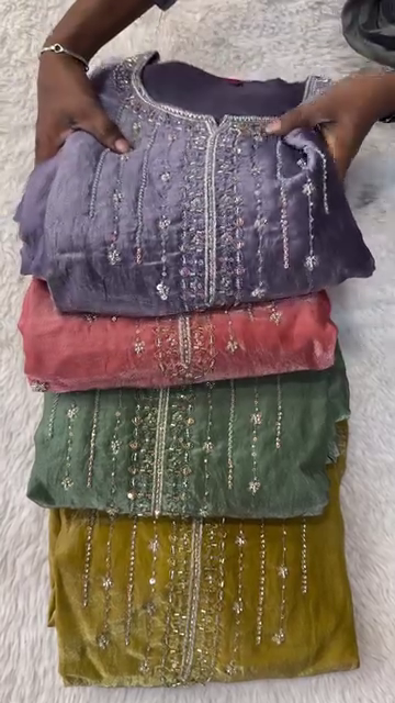 Women’s Ethnic & Fusion Wear Collection – Hand Embroidered and Sequins Work Kurta Pant Sets with Dupatta in Multiple Colors,
