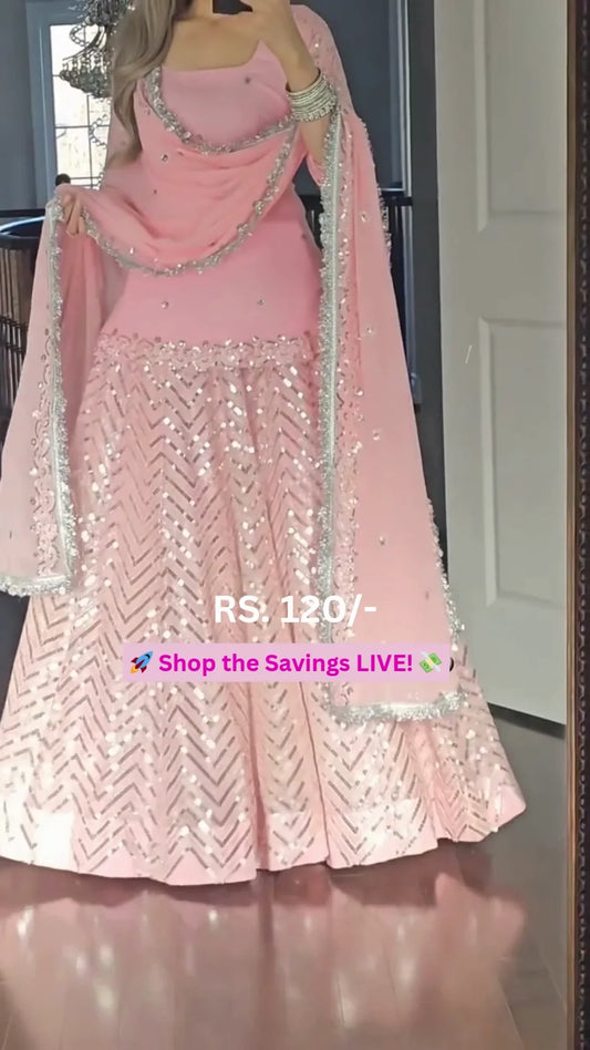 Gorgeous Pink Sharara Set for Women & Girls | Premium Designer Sharara with Elegant Kurti & Dupatta | Festive, Wedding & Party Wear Ethnic Outfit with Beautiful Embroidery