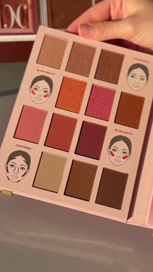 Ultimate Multi-Purpose Face Palette: Shimmering Highlighters, Vibrant Blushes, and Contouring Shades for a Complete, Radiant Look