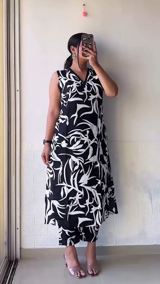 Designer Green Cotton Kurti with Printed Palazzo and Dupatta – Perfect for Casual and Traditional Functions