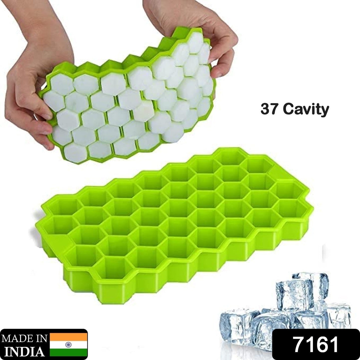 Flexible Silicone Ice Cube Tray, 37 Small Cubes , Fridge Use