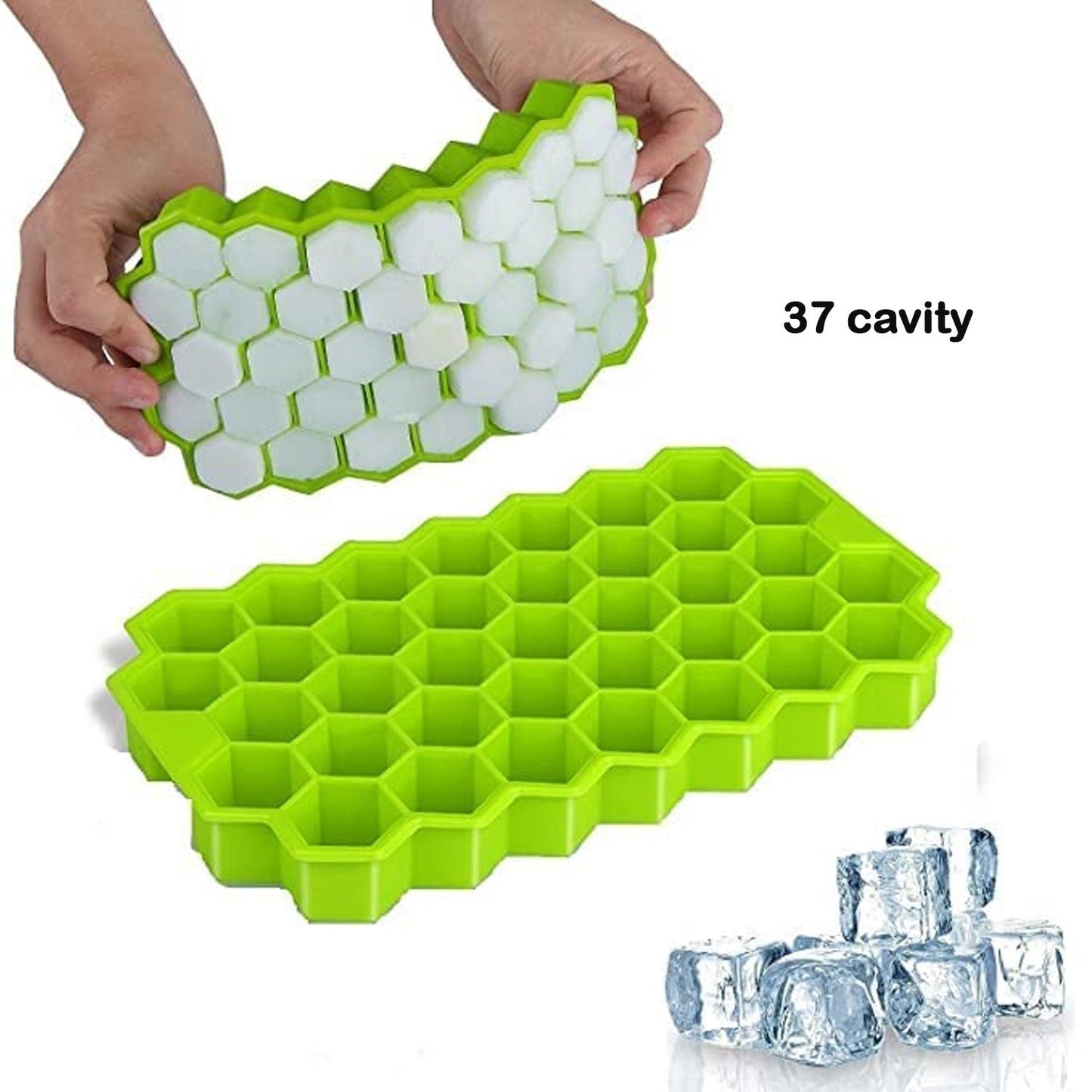 Flexible Silicone Ice Cube Tray, 37 Small Cubes , Fridge Use
