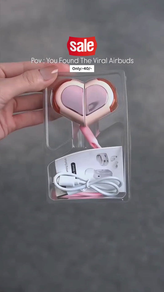 Heart-Shaped Wireless Bluetooth Earbuds – Stylish and Compact Viral Earphones with Charging Case, Ideal for Gifting and Daily Use