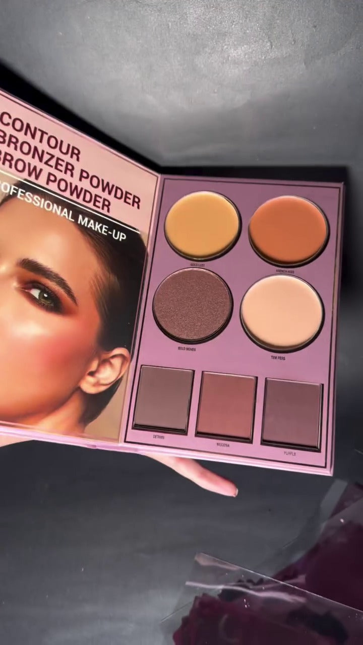 Ultimate All-in-One Makeup Palette: 24 Lip Shades, 28 Eyeshadows, 4 Contour/Bronzer Powders, and 3 Brow Powders for Complete Glam Looks