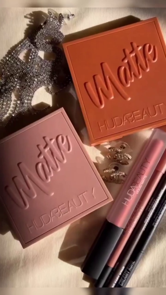 Nude Obsessions Eyeshadow Palette with Warm Matte and Shimmer Tones + Lip Contour 2.0 in Pinky Brown + Liquid Matte Lipstick and Creamy Kohl Eyeliner – Complete Eye and Lip Makeup Set