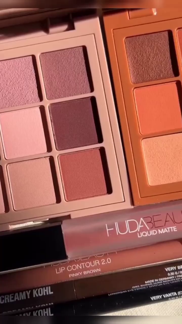 Nude Obsessions Eyeshadow Palette with Warm Matte and Shimmer Tones + Lip Contour 2.0 in Pinky Brown + Liquid Matte Lipstick and Creamy Kohl Eyeliner – Complete Eye and Lip Makeup Set